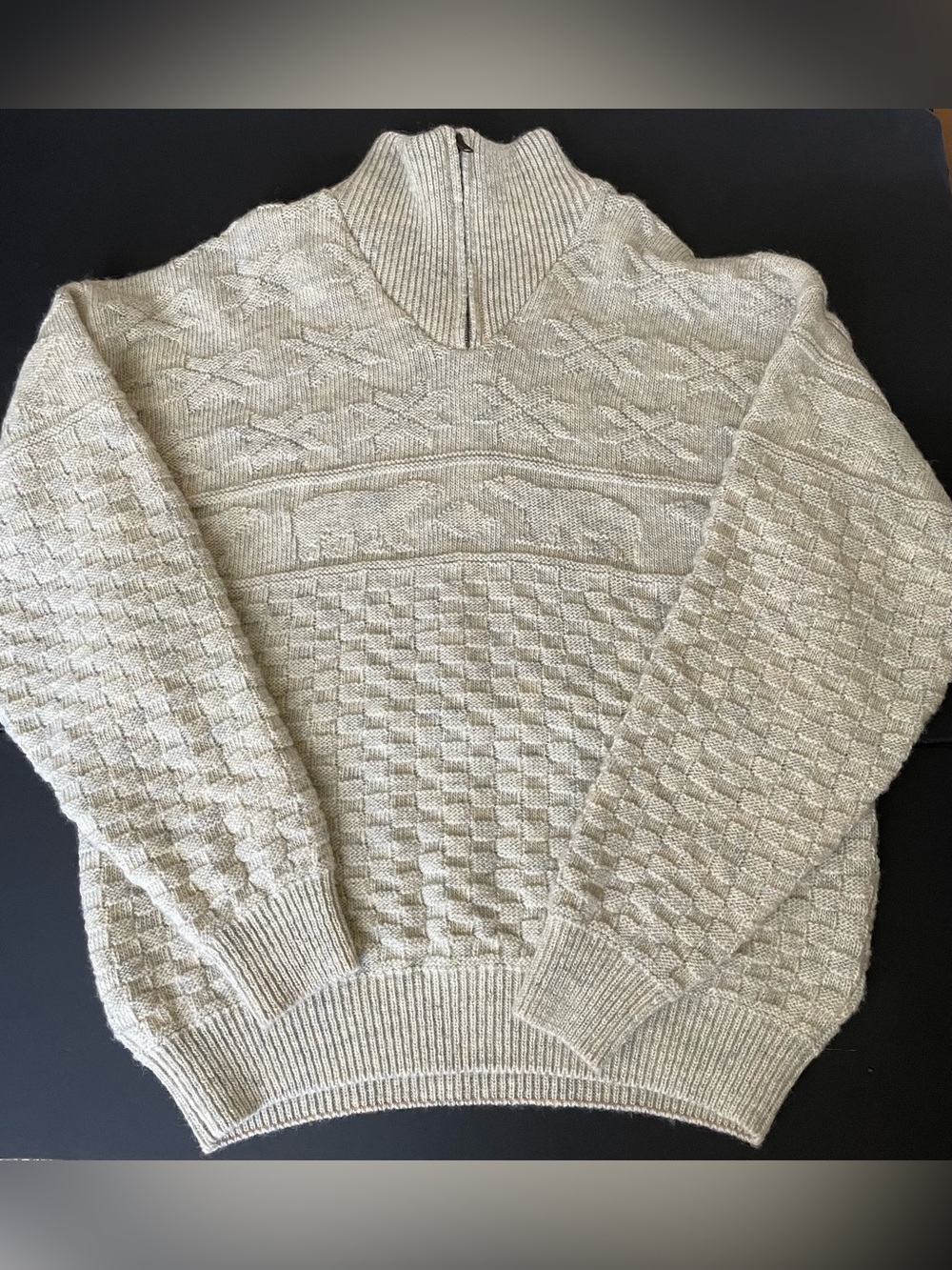 Vintage Norlender Norwegian Knit Pullover Sweater  Thick Wool 100% Wool Ivory XL